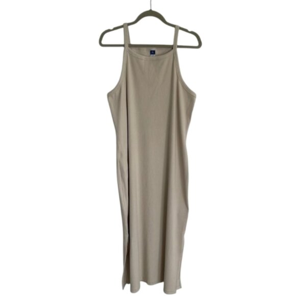 Cream Old Navy Fitted Rib-Knit Midi Cami Dress - Picture 1 of 9